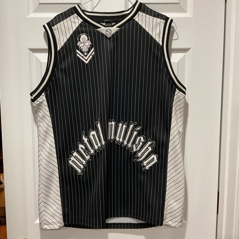 Metal Mulisha Pinstripe Design Heavy Embroidered Jersey Tank Shirt Motocross